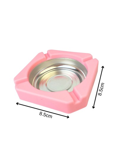 Dekoratif Masa Küllüğü - Pembe - Mavi -yeşil Kare Küllük İç Kısmı Metal