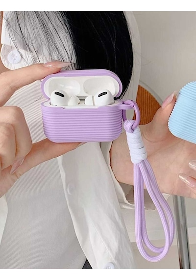 Apple Uyumlu iPhone 1/2. Nesil  Koruyucu Bluetooth Kulaklık Kılıfı Mor Airpods 1/2. Nesil