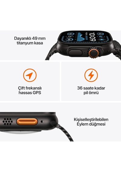 Apple Watch Ultra 2 GPS + Cellular 49 MM Natürel Titanyum Kasa ve Natürel Titanyum Milano Loop Small Akıllı Saat (Apple Türkiye Garantili)