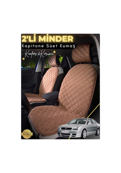 Opel Vectra C Uyumlu 2'li Süet Oto Koltuk Minderi Terletmez Universal Oto Koltuk Kılıfı A1 Kahverengi