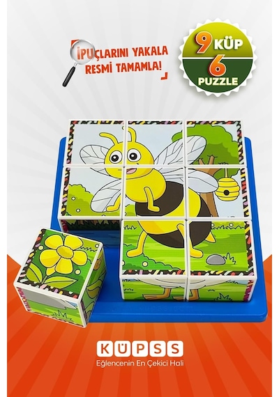 Uçan Hayvanlar 3d Puzzle - 9 Küp 6 Yapboz Standart