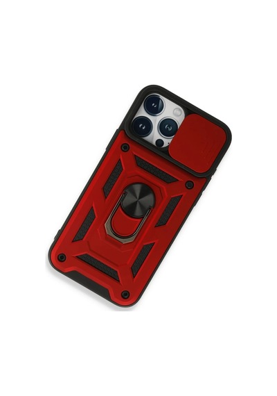 Apple Uyumlu  iPhone 15 Pro Max Kılıf Pars Lens Yüzüklü Silikon - Kırmızı 0.2M-Çok Renkli