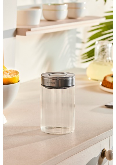 Karaca Ripple Inox Cam Saklama Kabı 750 Ml Şeffaf