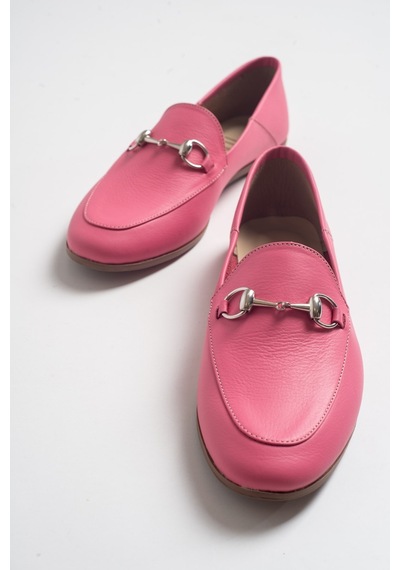 Luvishoes F03 Pembe Cilt Hakiki Deri Babet Pembe