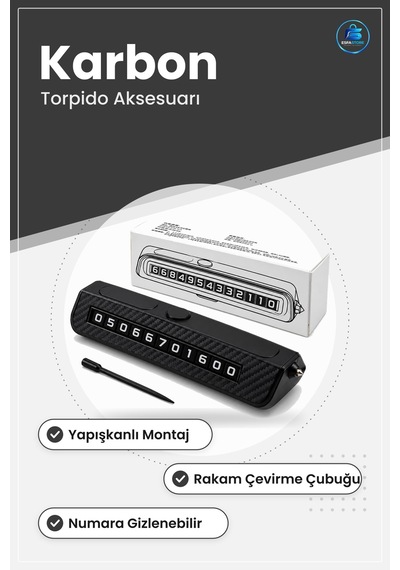 Torpido Aksesuar Araç Park Telefon Numaratörü Karbon Fiber Görünü