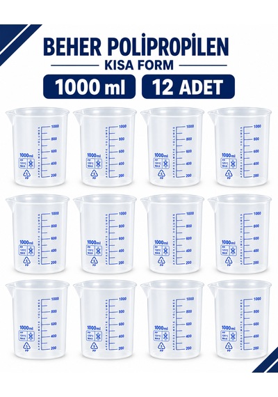 Beher Polipropilen - Kısa Form 1000 Ml 12 Adet