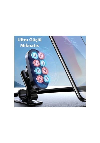 Ally Araç İçi Mıknatıslı Torpido Üstü Cep Telefonu Tutucu- 5775 - Karbul1156-7589 Siyah Siyah