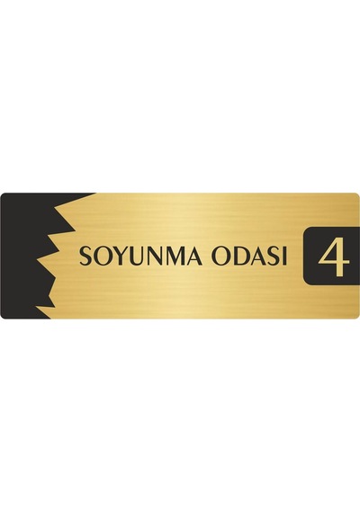 Metal Departman Kapı İsimliği, Yönlendirme Levhası Soyunma Odası 4 5x20 Cm Altın Renk