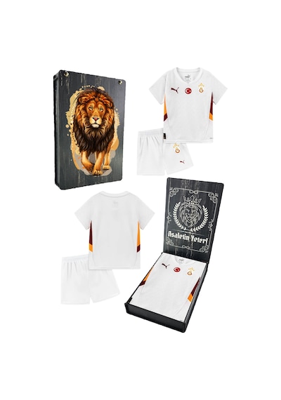 Gsstore Galatasaray  Lisanslı 24-25 Beyaz 5 Yıldızlı Uv Aslan Baskılı Çocuk Forma Set Ahşap Kutu Beyaz