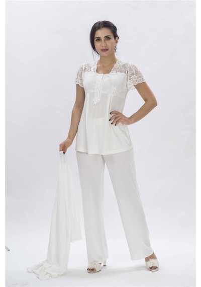 Duchesse 3008 Hamile Lohusa Sabahlıklı Pijama Takım-ekru