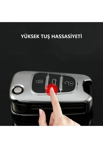 Hyundai İ20 İx20 İ30 İx35 Elantra Parlak Tpu Anahtar Kılıfı Gümüş