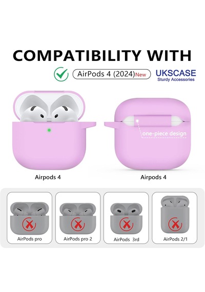 Apple Uyumlu AirPods 4. Nesil Soft Silikon Kılıf Düz Renkler Lila