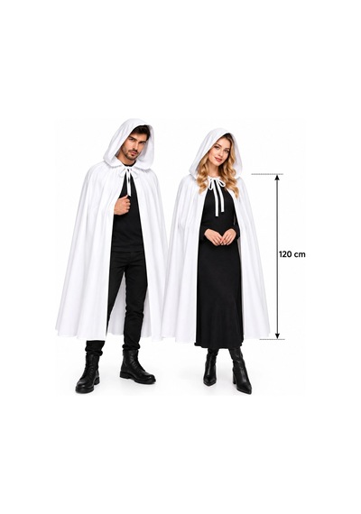 120 Cm Beyaz Kapüşonlu Uzun Hayalet Pelerin