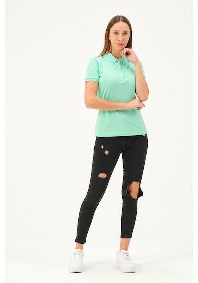 Msw Kadın Kısa Kollu Regular Fit Polo Yaka T-shirt Mint