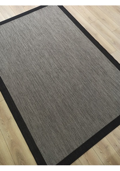 Çam Halı Sisal 9715 Vizon / Siyah Bordürlü Jüt Sisal Kilim