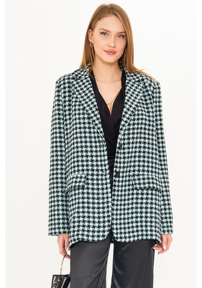 Armonika Kadın Mint Erkek Yaka Cep Kapaklı Vatkalı Oversize Ceket Arm-25k001060