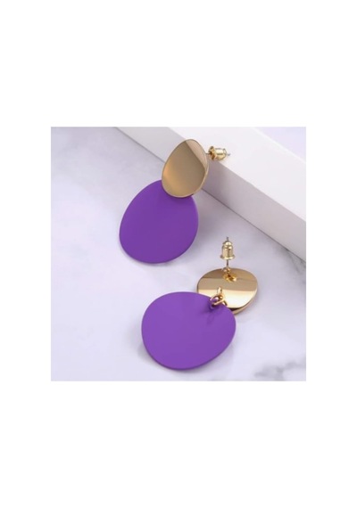 Lunarie Mor Daire Gold Disk Sallantılı Küpe Modern Kararmaz