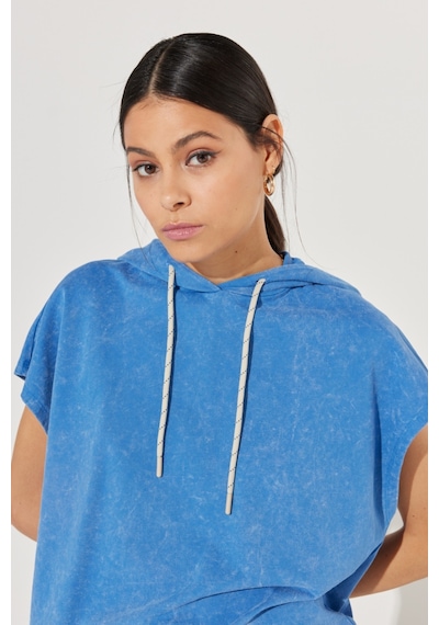 Lee Regular Fit Normal Kesim %100 Pamuk Mavi Kadın Kolsuz Kol Kapüşonlu Sweatshirt L231320400 Mavi