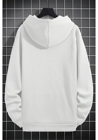 İmza Baskılı Oversize Sweatshirt Beyaz