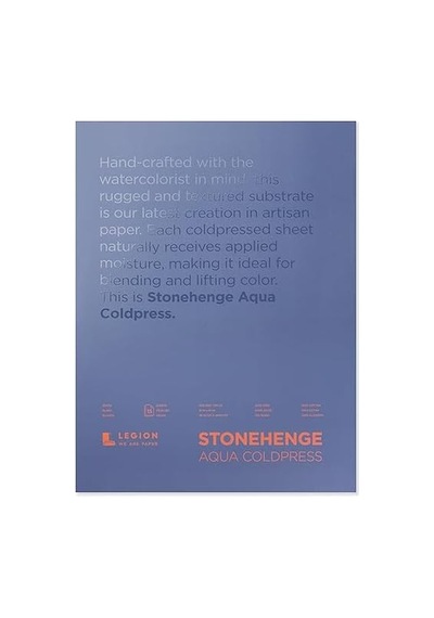 Stonehenge Aqua Suluboya Bloğu, 63,5 Kg, Soğuk Pres, 12 X 16 İnç, 15 Yaprak, Beyaz