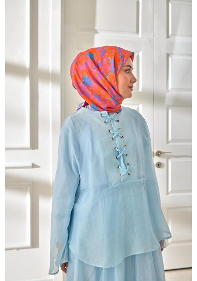 Silk Home Velora Eşarp 161001-33 Mor, Mavi, Turuncu