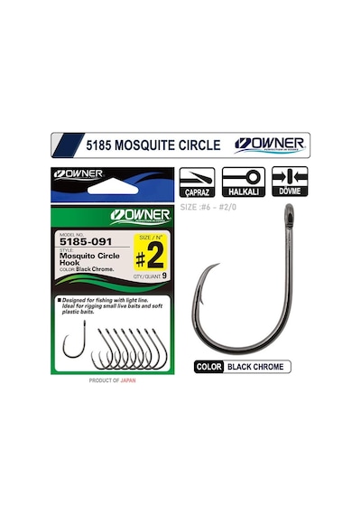 Owner 5185 Mosquito Circle Black Chrome Sinek İğne No:2/0