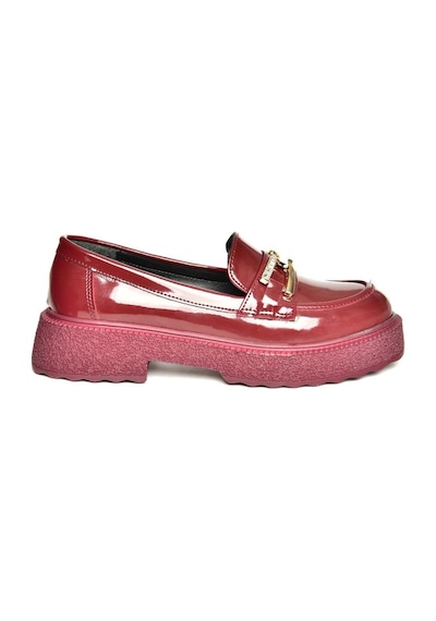 Fox Shoes T996198408 Bordo Rugan Kalın Tabanlı Makosen Kadın Ayakkabı Bordo-rugan Bordo