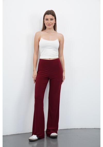 Penyebizden Nira Kadın Maxi Boy İspanyol Paça Viskon Pantolon-bordo Bordo