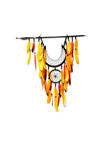 Ok Ve Ay Modelli Turuncu Dream Catcher Duvar Süsü