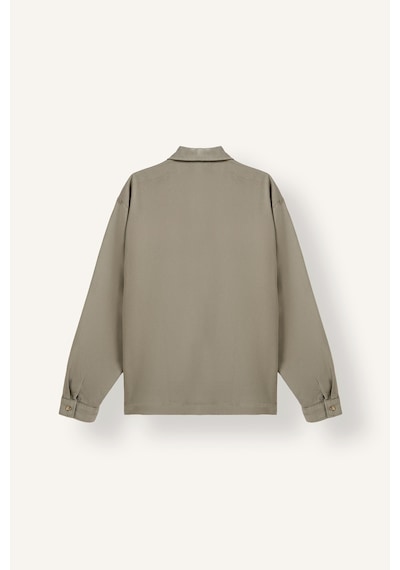 Defacto Boxy Fit Polo Yaka Çift Cepli Pamuklu Uzun Kollu Gömlek H4590ax26aukh465 Haki-kh465