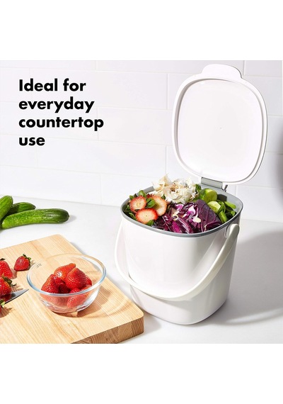 Good Grips Kompost Kovası, Beyaz, Koku Geçirmez Çöp Kutusu, Mutfak İçin, 2,8 L