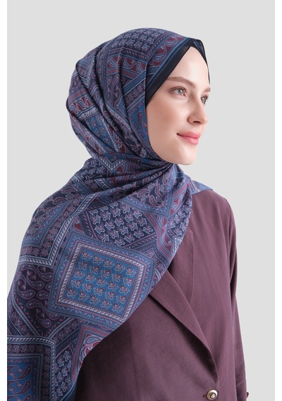Armine Elegance Pamuk - İpek Şal As464 Siyah-mavi