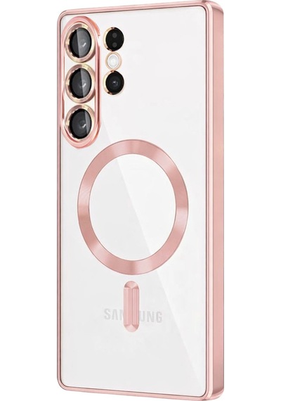 Samsung Galaxy S26 Ultra Uyumlu Kılıf Kamera Lens Koruyuculu Magsafe Özellikli Telefon Kılıfı Kapak Rose Gold