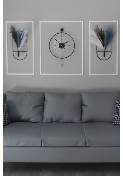 MetaQuartz Aksesuar 2 Li Siyah Oval Çiçeklik , Modern Dekoratif Metal Duvar Çiçeklik