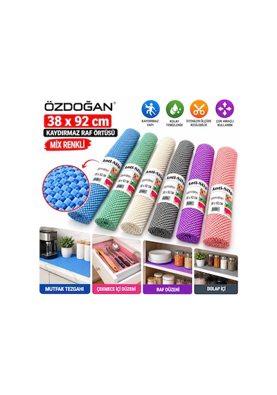 Özdoğan Ozd-1081 Halı Kaydırmaz Ve Raf Örtüsü 38x92 Cm Karışık Renkli- 12'li Paket