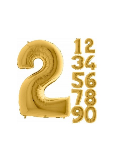 2 Yaş Rakam Folyo Balon Gold 100 CM .Doğum Günü. Yaşgünü. Parti.