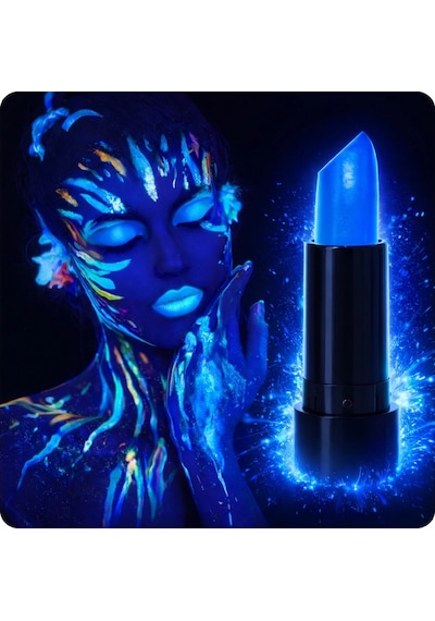 Uv Neon Mavi Ruj Karanlıkta Parlayan Makyaj Boyası Diğer
