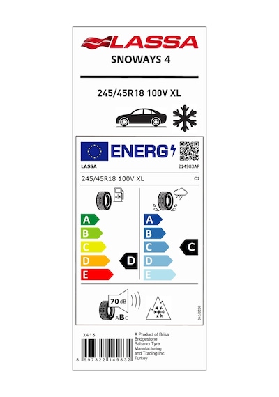 Lassa 245/45 R18 100V XL Snoways 4 M+S Kış Lastiği 2025