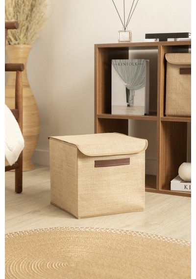 Tidy Jüt Kapaklı Düzenleyici Kutu 30x30cm 6011 Natural