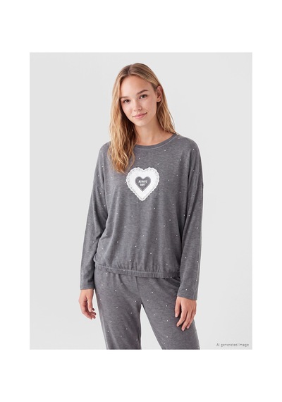LC Waikiki Alıta Cıty Farkıyla Lcw Dream Gri Penye Baskılı Uzun Kollu Kadın Pijama Takım Gri - 929503450 Gri LC Waikiki Alıta Cıty Farkıyla Lcw Dream Gri Penye Baskılı Uzun Kollu Kadın Pijama Takım Gri - 929503450 Gri