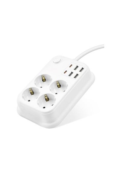 Topraklı Termal Akım Korumalı Uzatma Kablosu Anahtarlı 4 Priz 4 Usb 2 Type-c 2 M Beyaz Sh4629 Hmngoxxtptprp Diğer