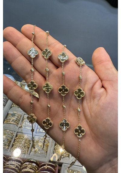 14 K 3lü Dorika Yonca Bileklik Altın