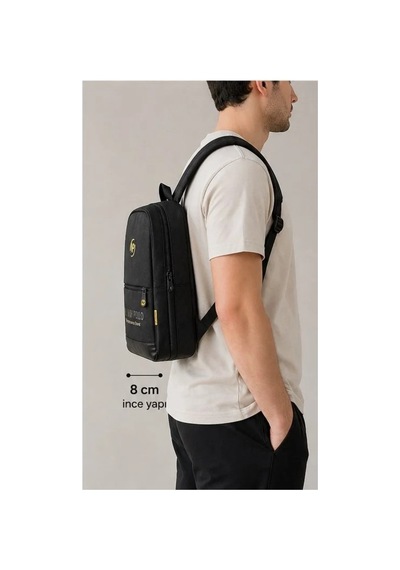 Newish Polo Unisex Laptop Tablet Bölmeli Minimal Sırt Çantası - Siyah