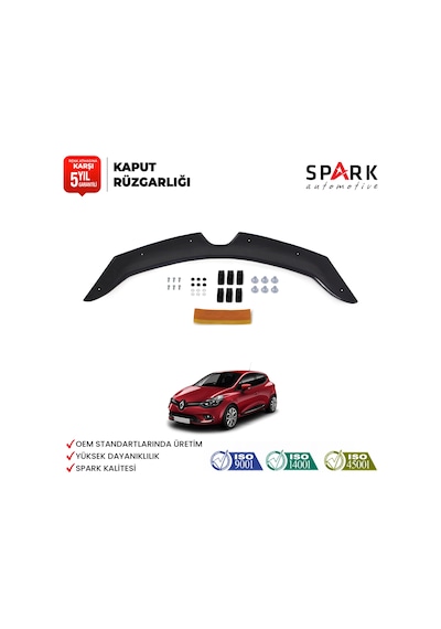 Renault Clio 4 2012-2020 Yıl Aralığı Uyumlu Kaput Rüzgarlığı 3mm