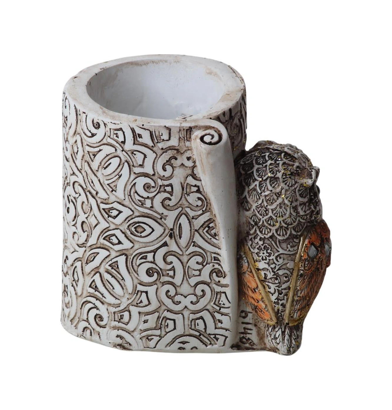 Lüks İşlemeli Aynalı Baykuş Kalemlik Biblo Dekoratif Heykel Ev Ofis Yeni Yıl Hediyelik 9 X7 Cm 9 - 11 Cm