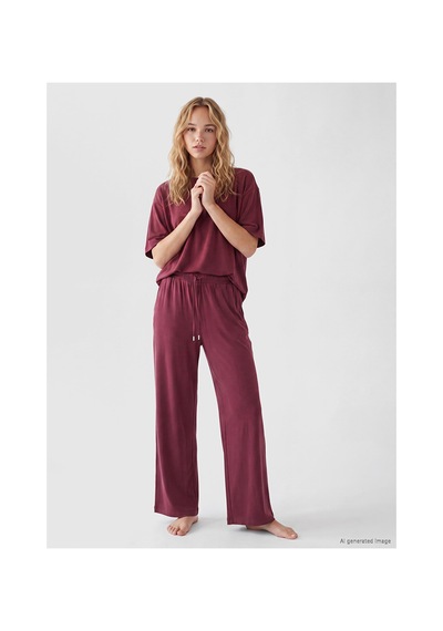 Lcw Dream Bordo Bisiklet Yaka Kadın Pijama Takımı