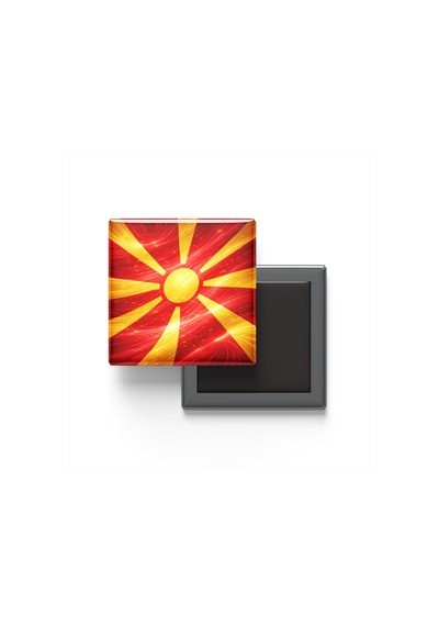 9x9 Cm Buzdolap Magnetleri - Kuzey Makedonya Bayrağı Ve Türk Bayrağı - 2'li Set Magneti