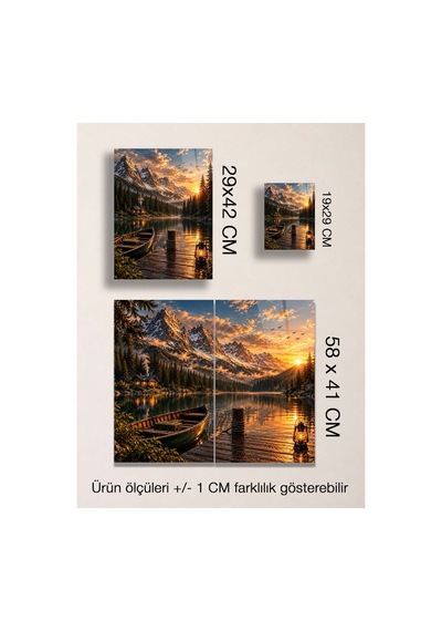 Gün Batımı Dağ Ve Göl Manzaralı Metal Tablo - Doğa Ve Kamp Temalı Duvar Dekoru, Metal Poster Wall Art Turuncu - 929073368 Turuncu - 929073368 Turuncu