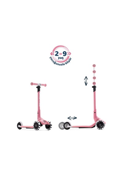 Smartrike Xtend Mini+ 2 Aşamalı Büyüyen Çocuk Scooter 2-9 Yaş Katlanabilir Led Tekerlekli Rose Pink