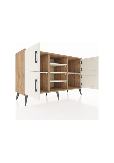 Hyperion Konsol 5 Raflı 4 Kapaklı 132x44x83 Çam-aytaşı Aytaşı